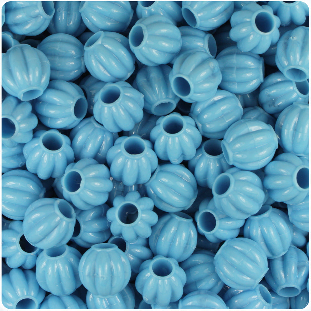Baby Blue Opaque 10mm Melon Pony Beads (60pcs)