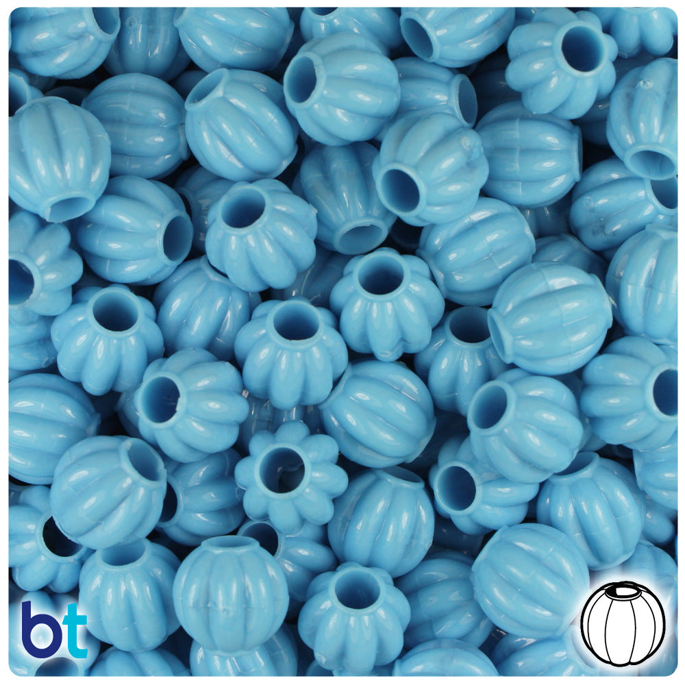 Baby Blue Opaque 10mm Melon Pony Beads (300pcs)