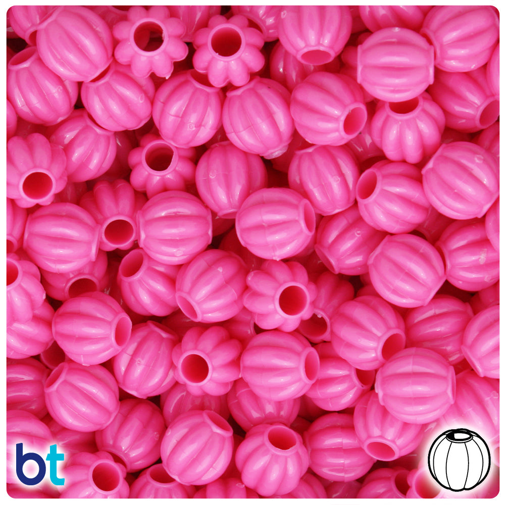 Dark Pink Opaque 10mm Melon Pony Beads (300pcs)