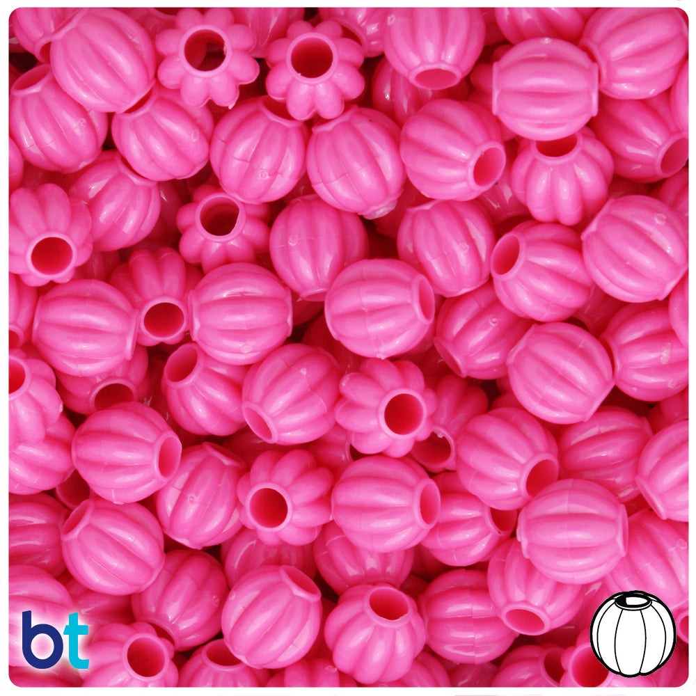 Dark Pink Opaque 10mm Melon Pony Beads (60pcs)