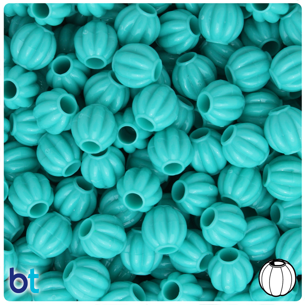 Light Turquoise Opaque 10mm Melon Pony Beads (60pcs)