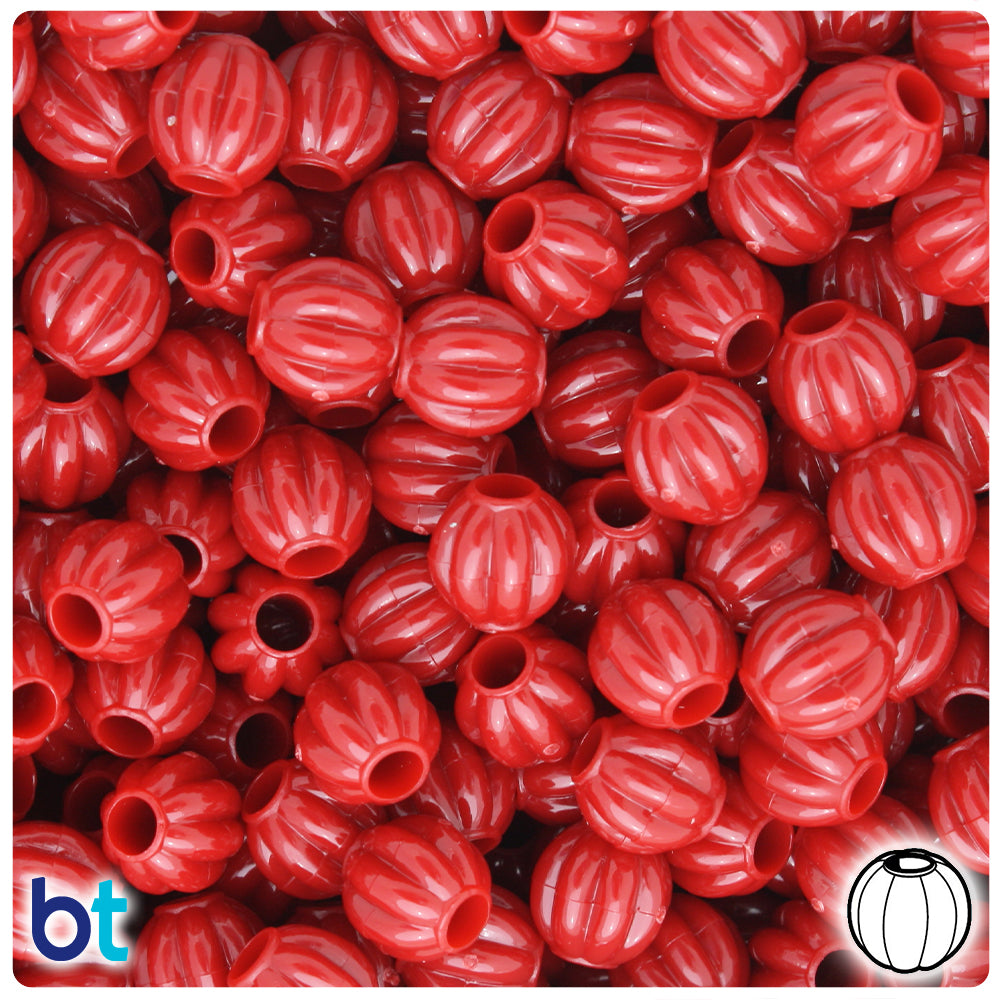 Red Opaque 10mm Melon Pony Beads (300pcs)