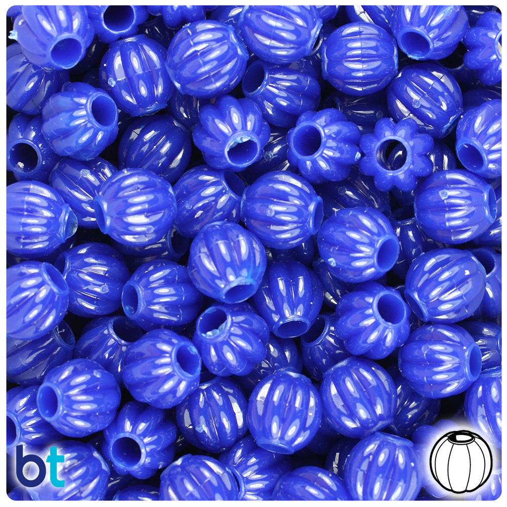 Royal Blue Opaque 10mm Melon Pony Beads (300pcs)