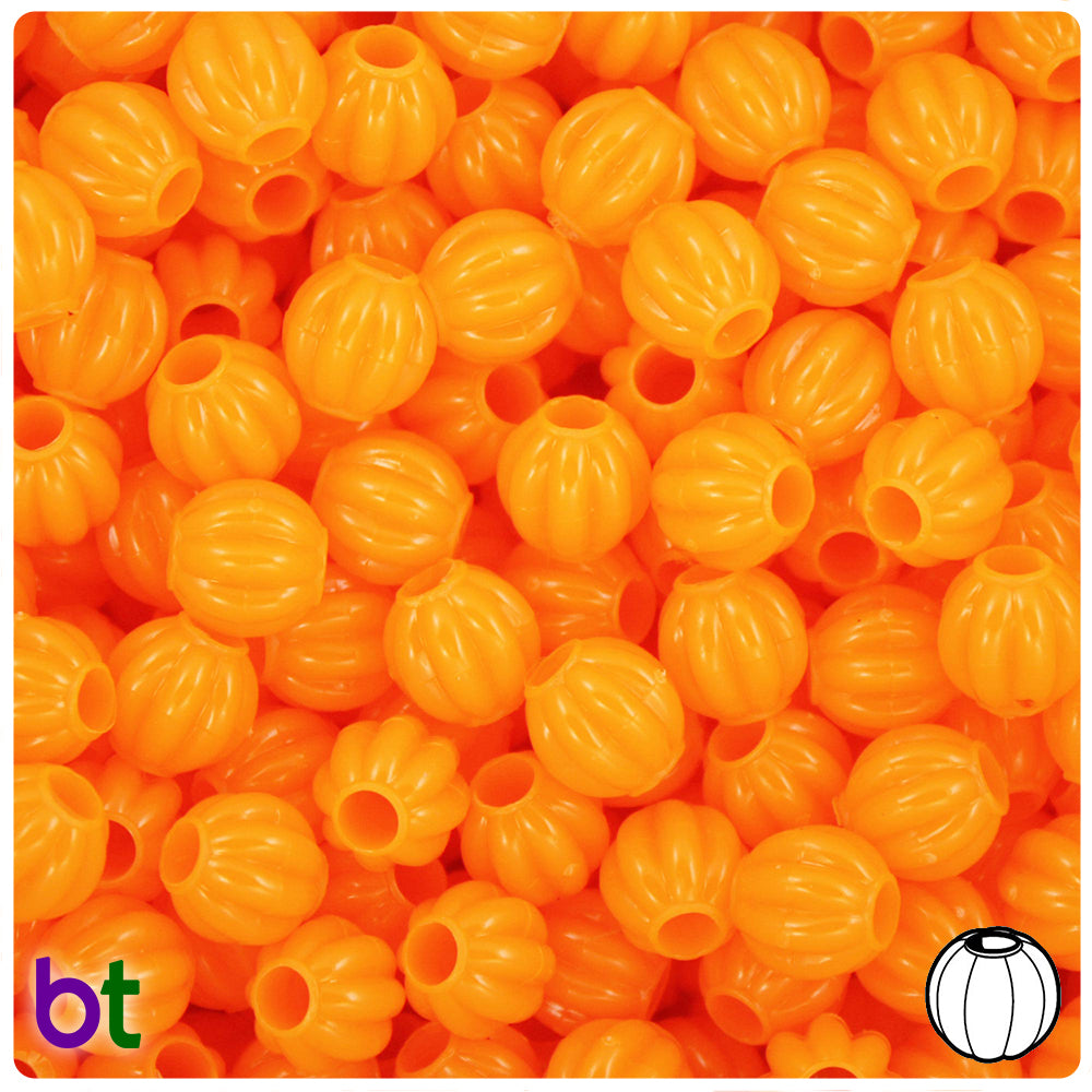 Orange Opaque 10mm Melon Pony Beads (60pcs)