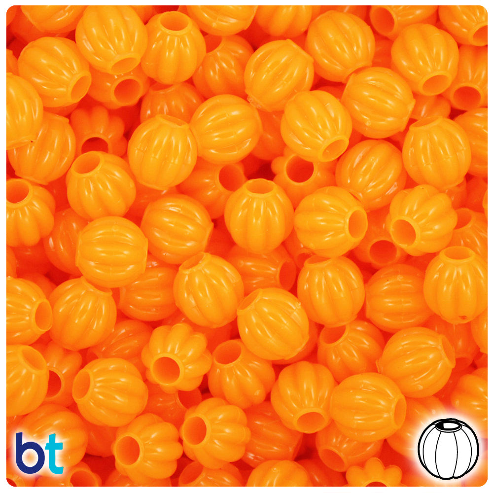 Orange Opaque 10mm Melon Pony Beads (300pcs)