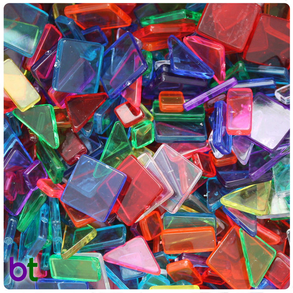 Transparent Mix Geometric Design Plastic Mosaic Pieces (8oz)