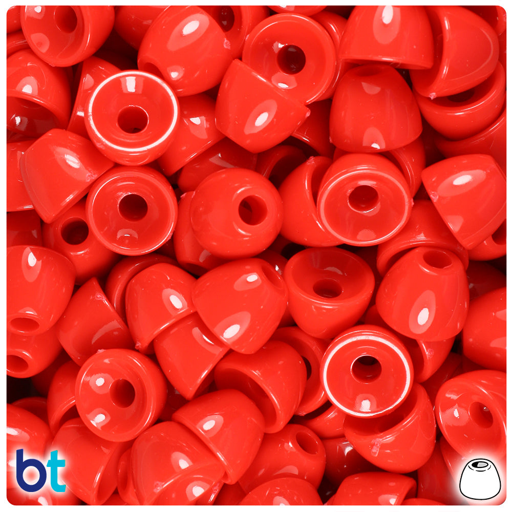 Bright Red Opaque 12mm Bell Pony Beads (50pcs)