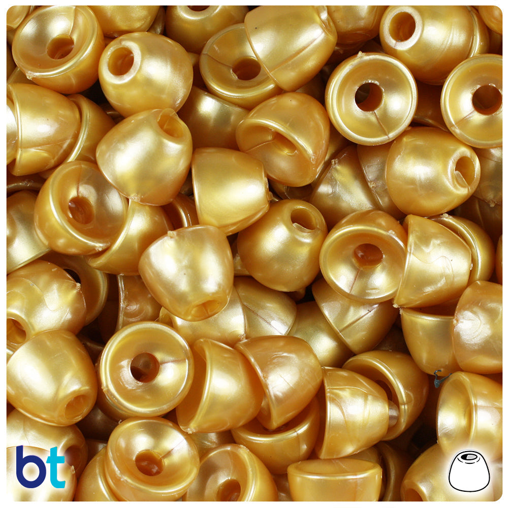 Gold Pearl 12mm Bell Pony Beads (10pcs)