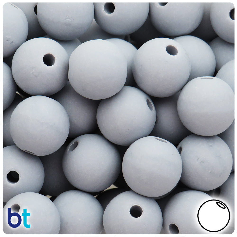 Grey Matte 18mm Round Large Hole Plastic Beads (18pcs)