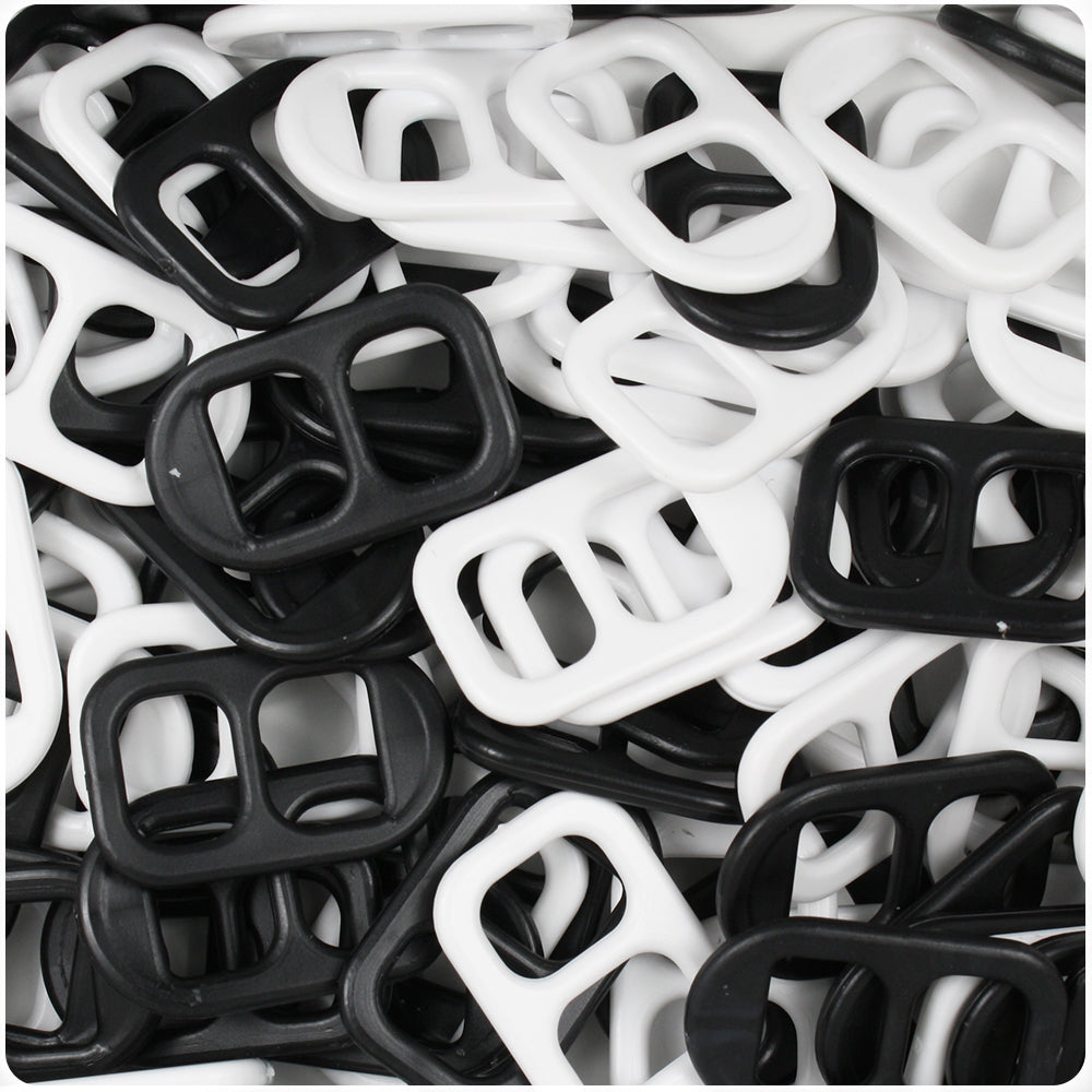 Black & White Opaque 25mm Plastic Soda Pop Tabs (2oz)