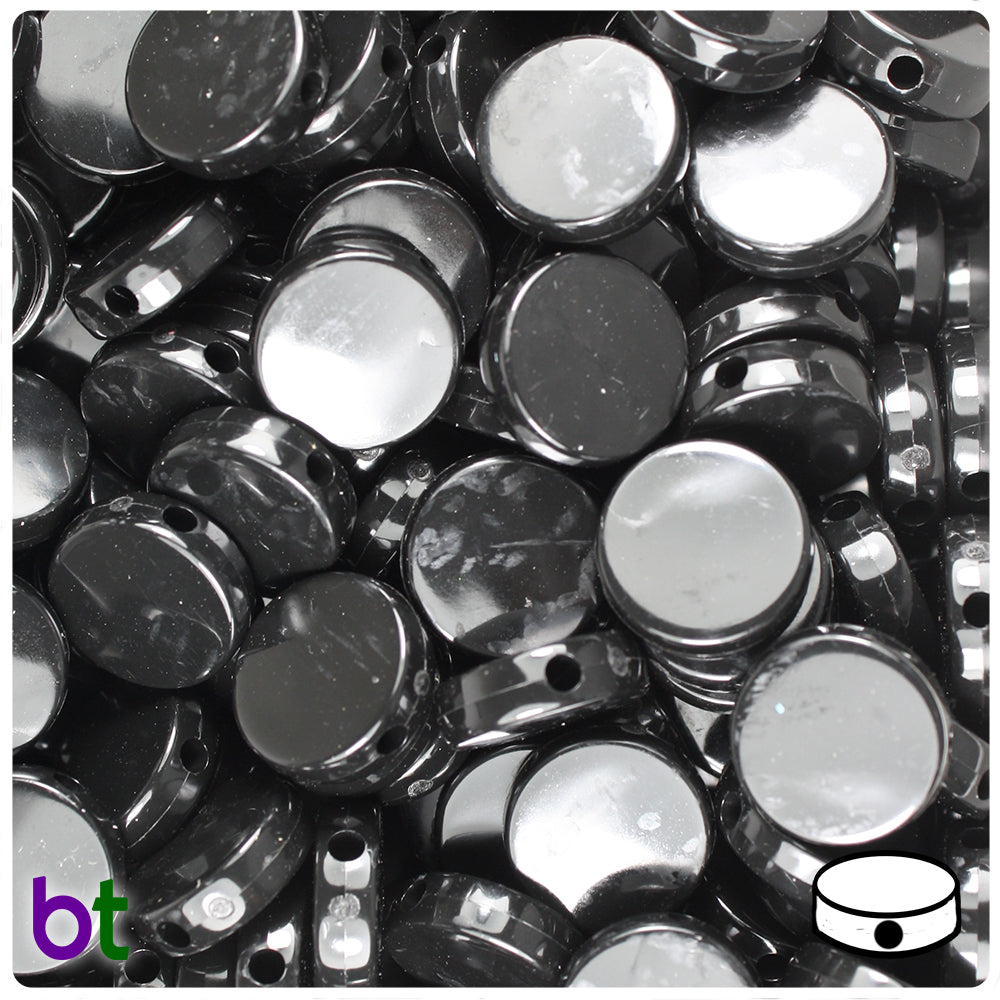 Black Opaque 13mm Coin Plastic Beads (150pcs)