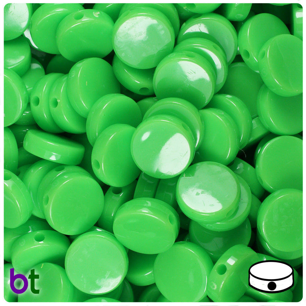 Lime Opaque 13mm Coin Plastic Beads (150pcs)