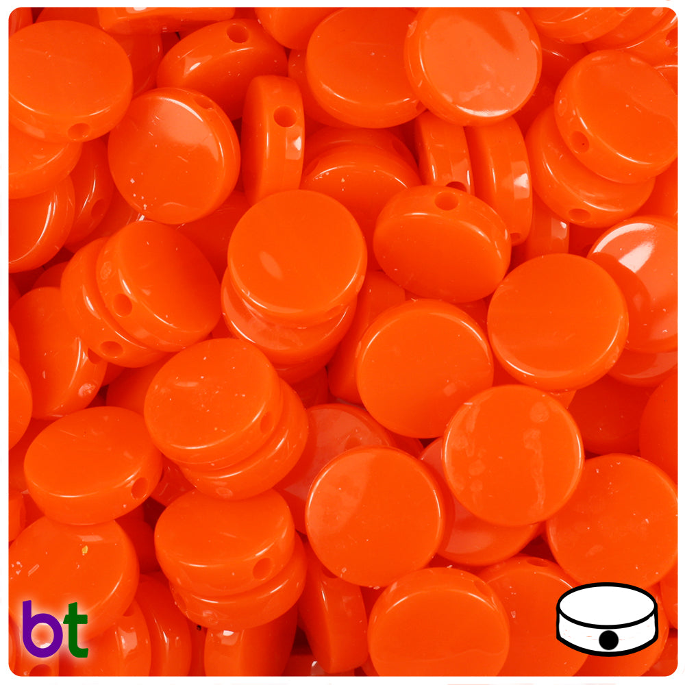 Tangelo Neon Bright 13mm Coin Plastic Beads (150pcs)
