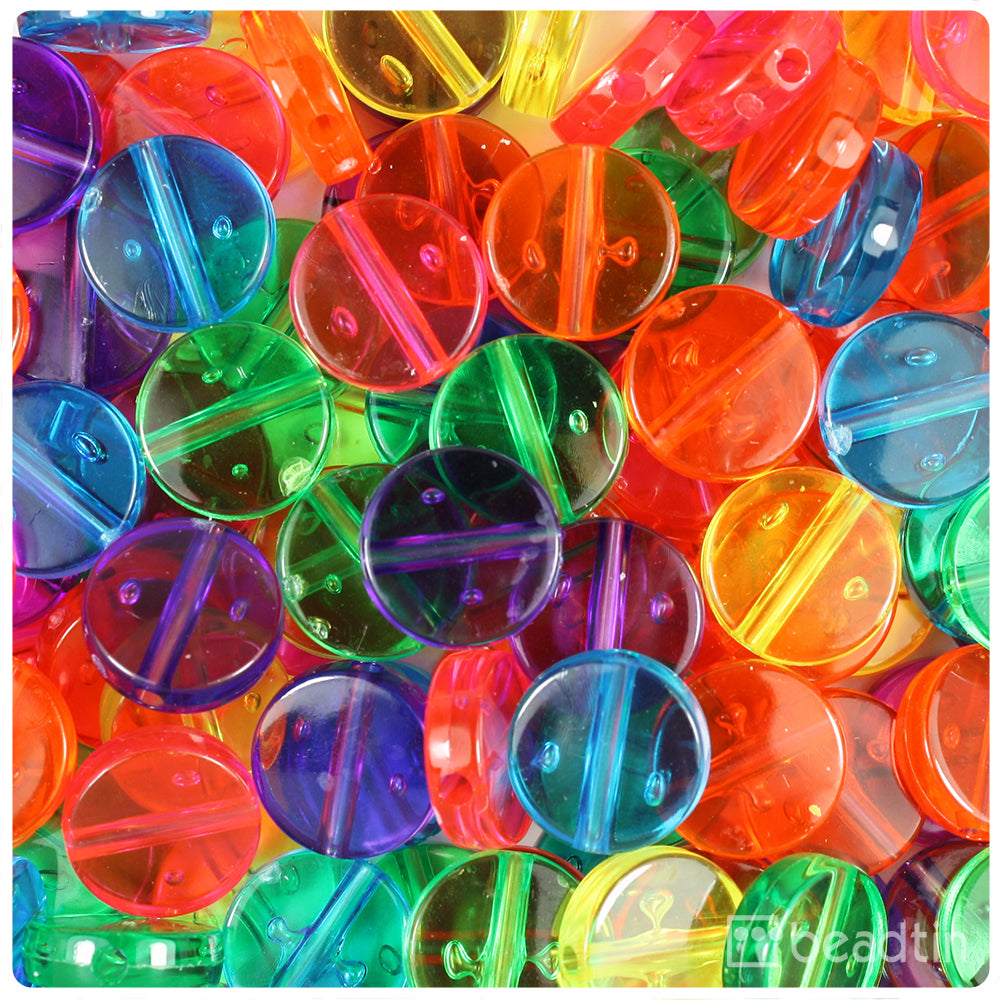 Jelly Transparent Mix 13mm Coin Plastic Beads (150pcs)