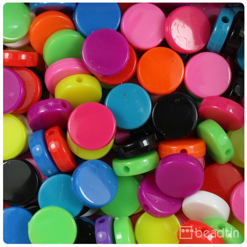 Crayon Multi 13mm Coin Plastic Beads (150pcs)