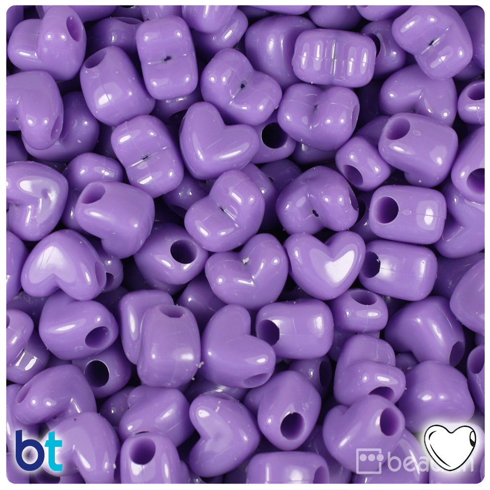 Lilac Opaque 12mm Heart (HH) Pony Beads (250pcs)