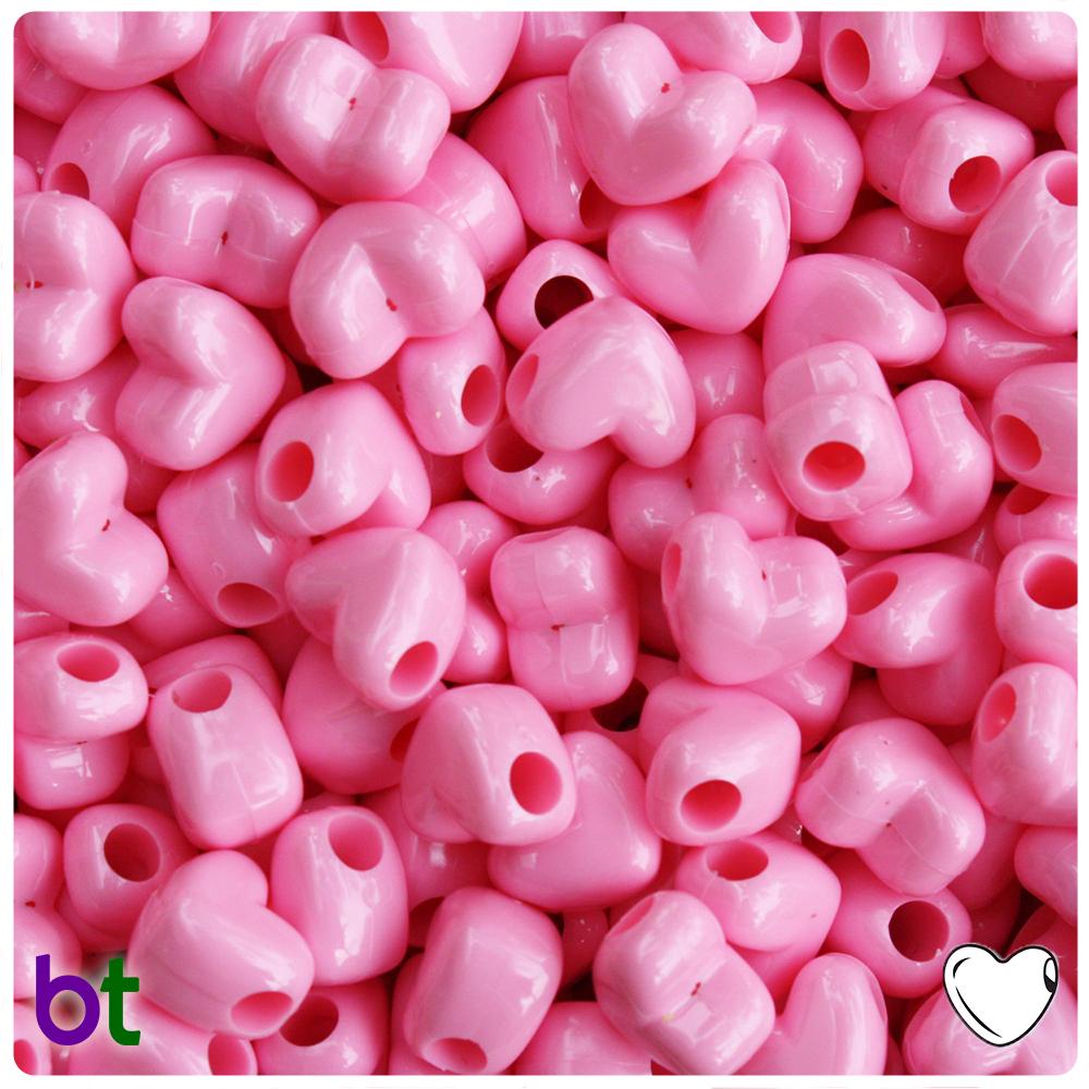 Baby Pink Opaque 12mm Heart (HH) Pony Beads (50pcs)