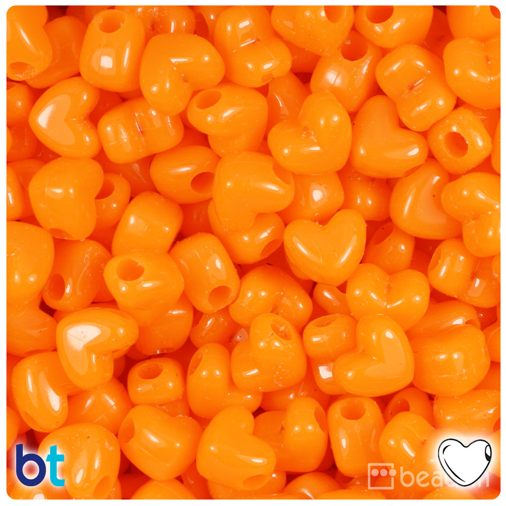 Orange Opaque 12mm Heart (HH) Pony Beads (250pcs)
