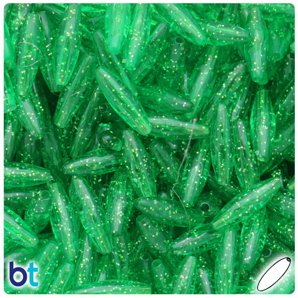 Mint Sparkle 19mm Spaghetti Plastic Beads (150pcs)