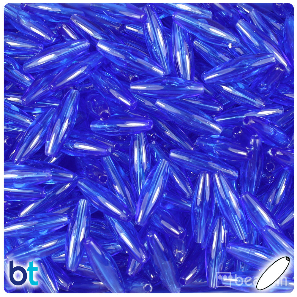 Dark Sapphire Transparent 19mm Spaghetti Plastic Beads (150pcs)