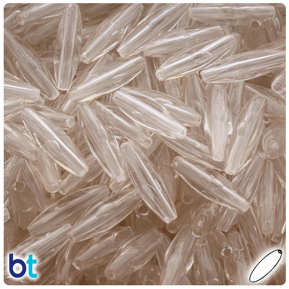 Champagne Transparent 19mm Spaghetti Plastic Beads (150pcs)