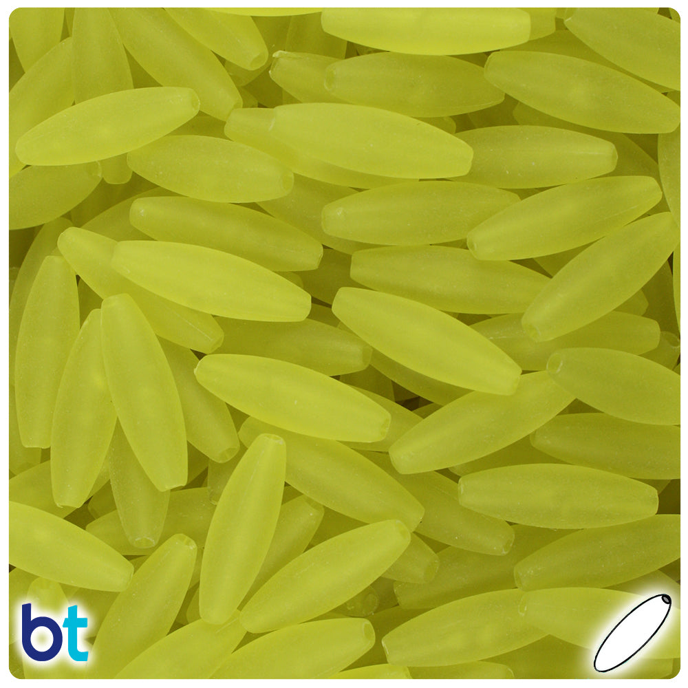 Yellow Frosted 19mm Spaghetti Plastic Beads (150pcs)
