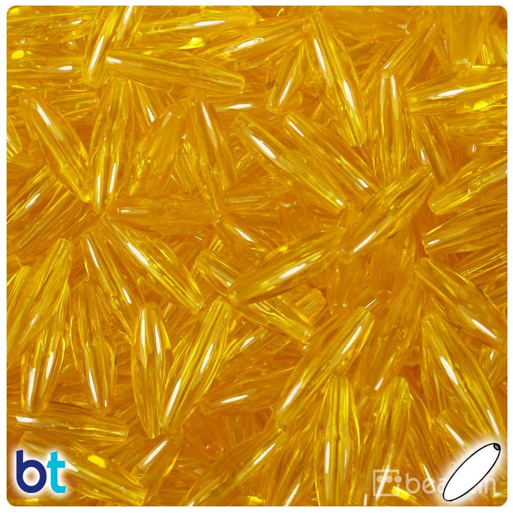 Dark Yellow Transparent 19mm Spaghetti Plastic Beads (150pcs)