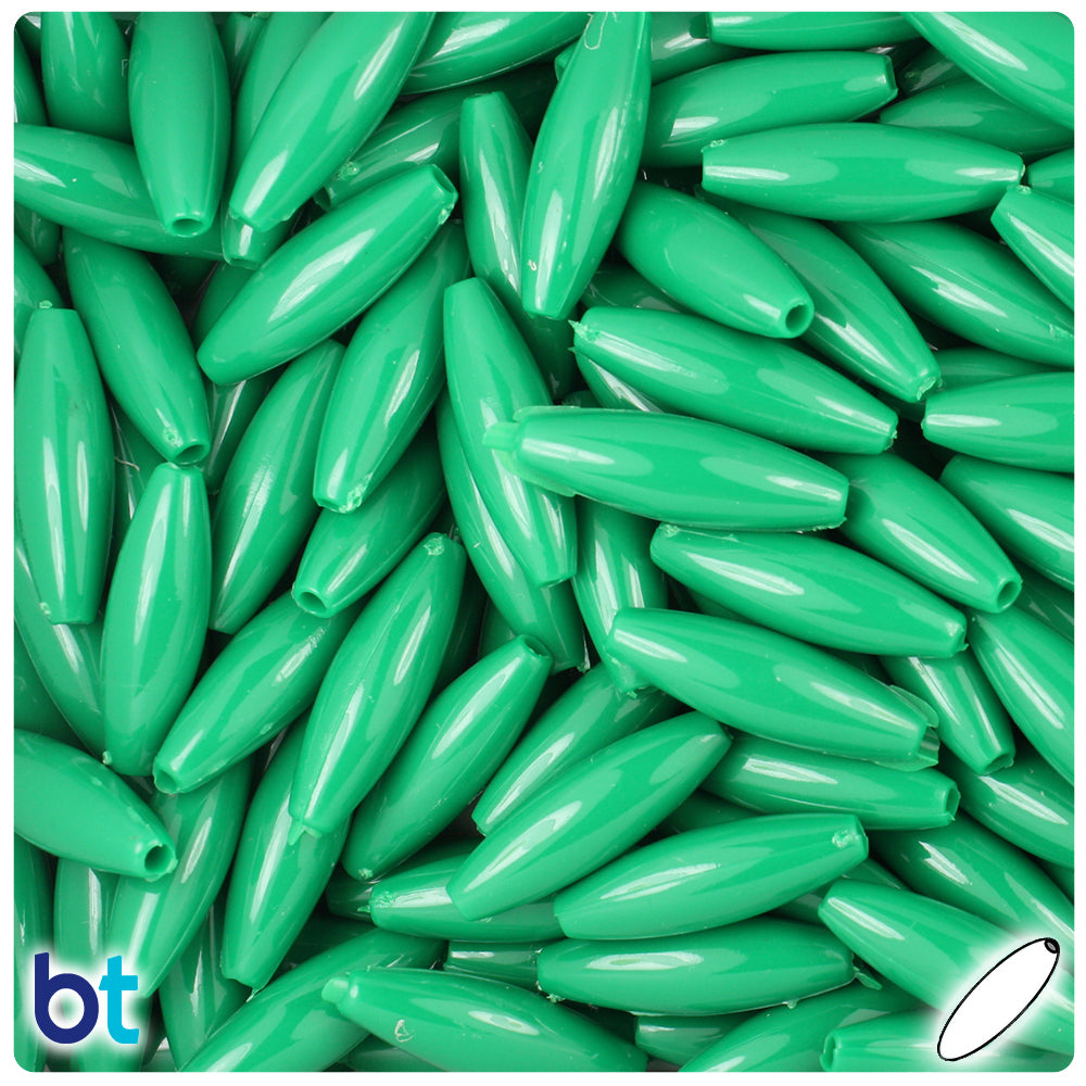 Green Opaque 19mm Spaghetti Plastic Beads (150pcs)