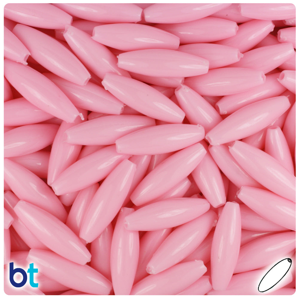 Baby Pink Opaque 19mm Spaghetti Plastic Beads (150pcs)