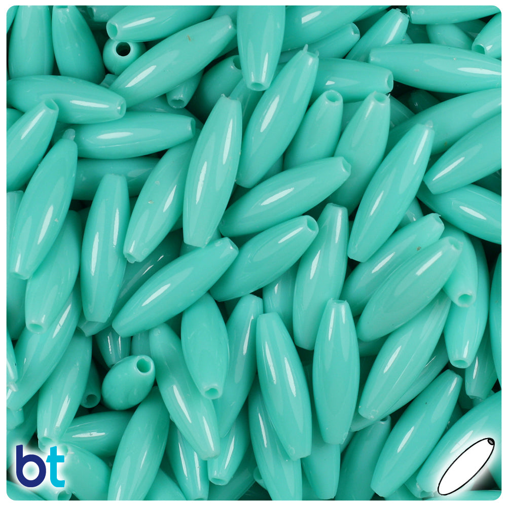 Light Turquoise Opaque 19mm Spaghetti Plastic Beads (150pcs)