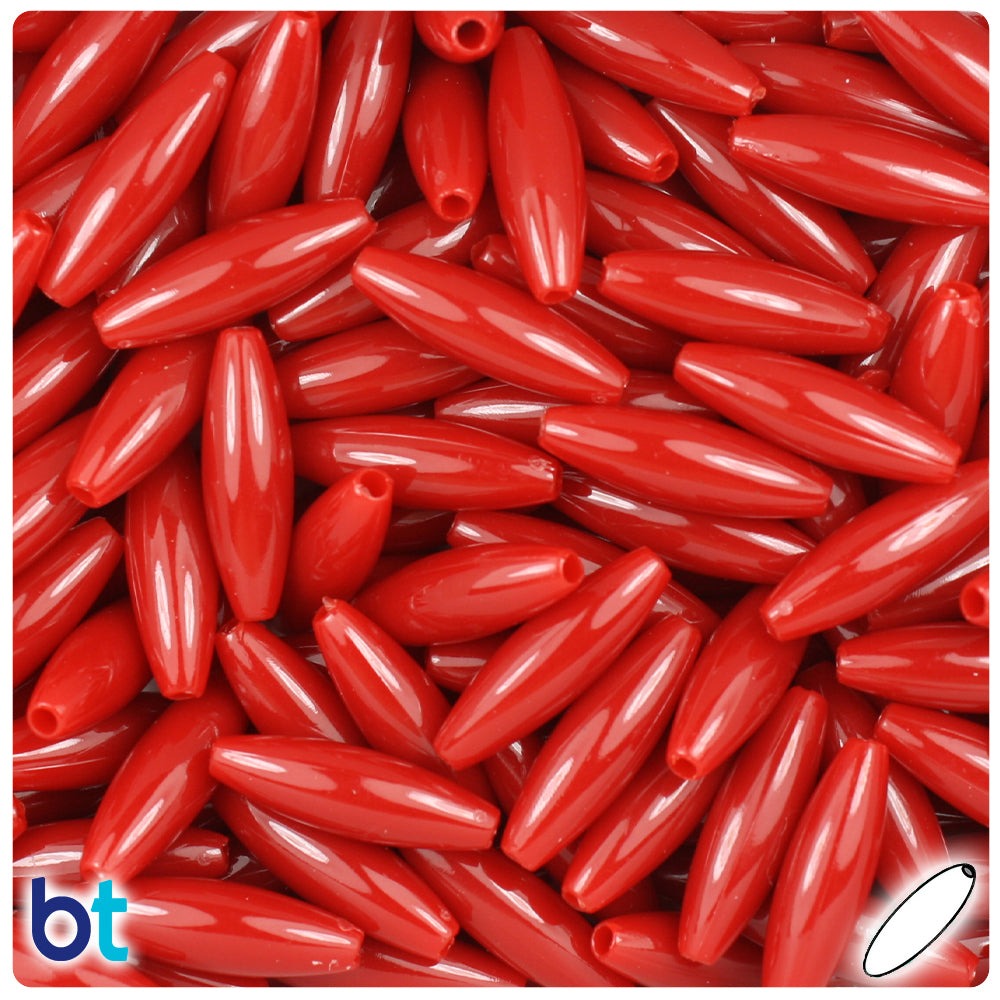 Red Opaque 19mm Spaghetti Plastic Beads (150pcs)