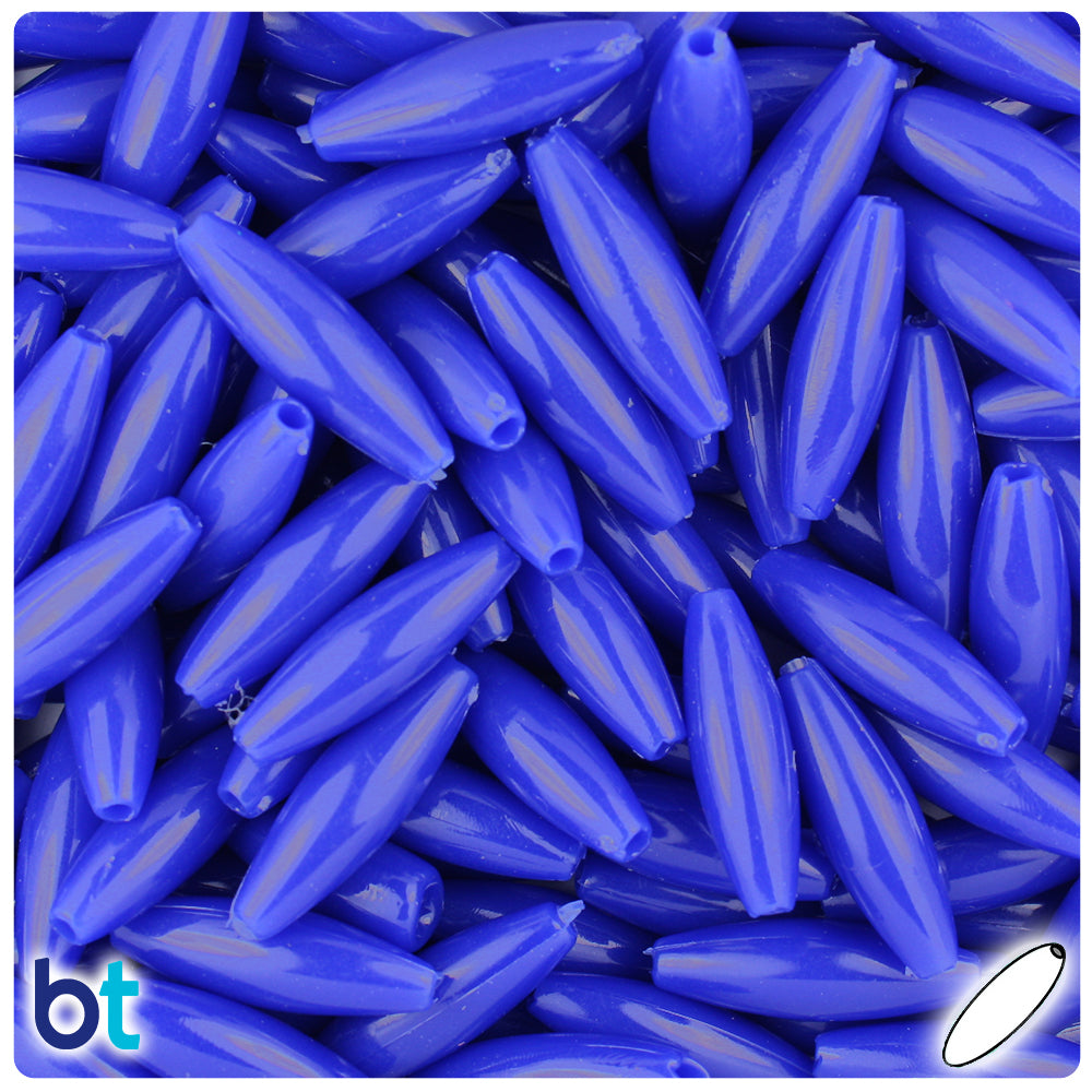 Royal Blue Opaque 19mm Spaghetti Plastic Beads (150pcs)