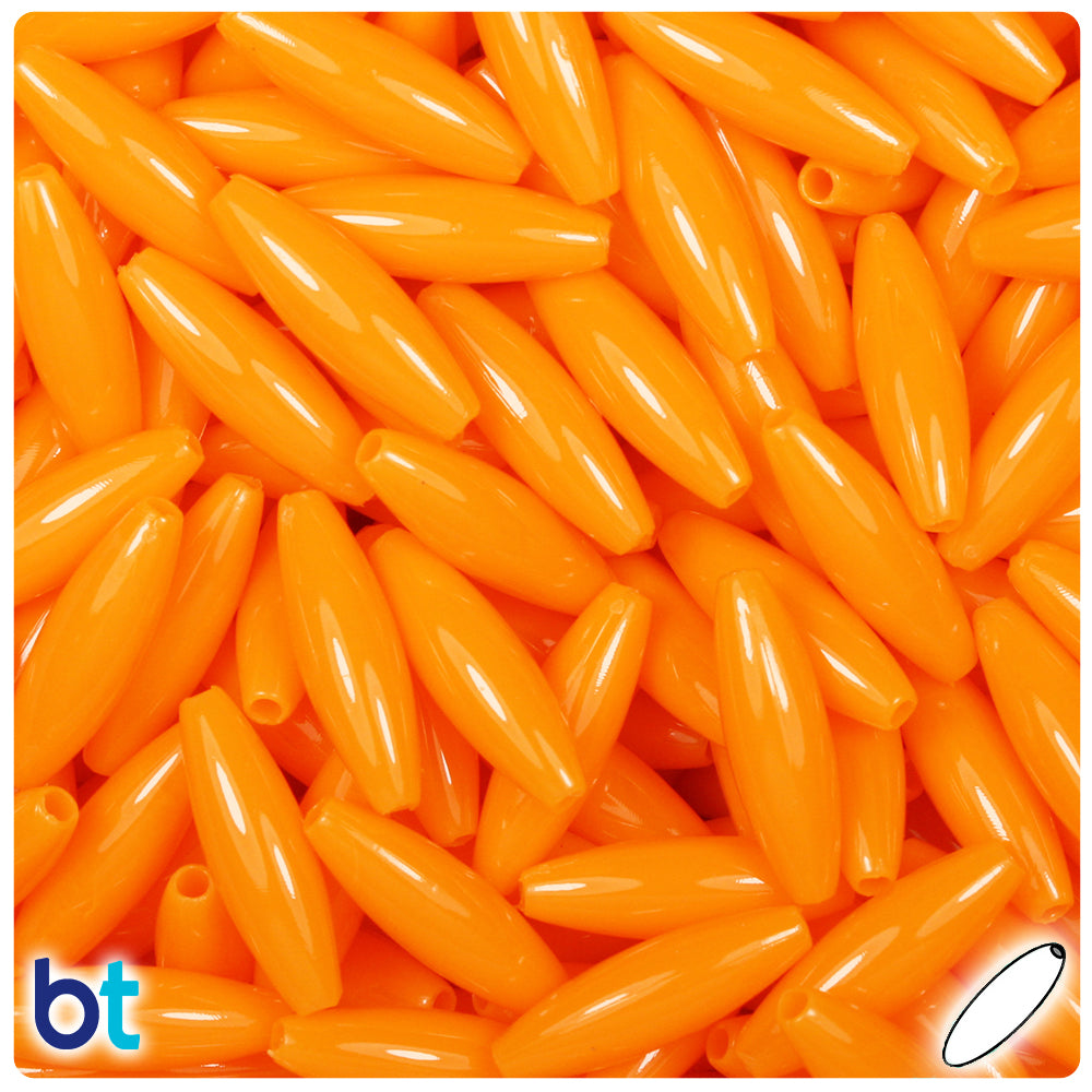 Orange Opaque 19mm Spaghetti Plastic Beads (150pcs)