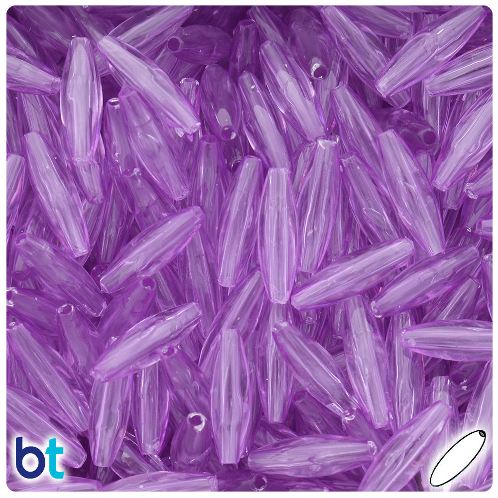 Light Amethyst Transparent 19mm Spaghetti Plastic Beads (150pcs)