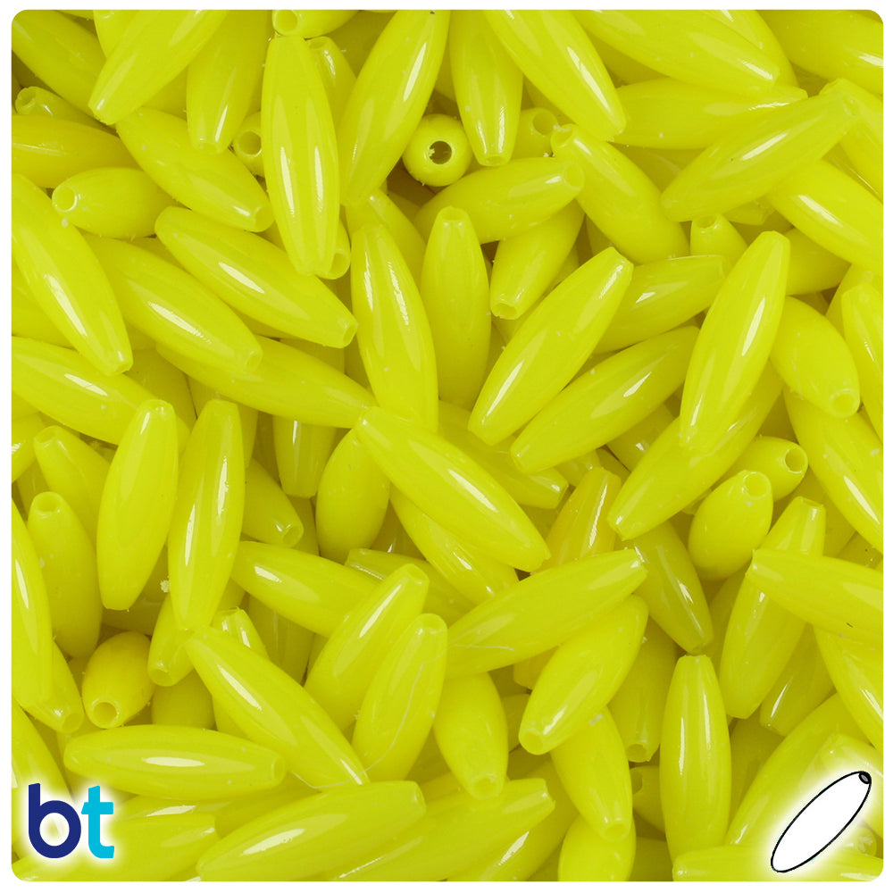 Lemon Neon Bright 19mm Spaghetti Plastic Beads (150pcs)