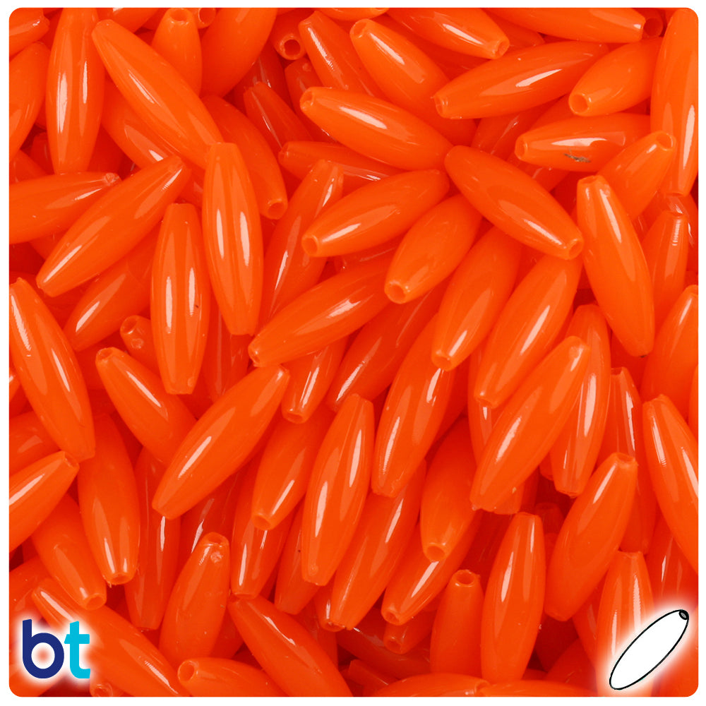 Tangelo Neon Bright 19mm Spaghetti Plastic Beads (150pcs)