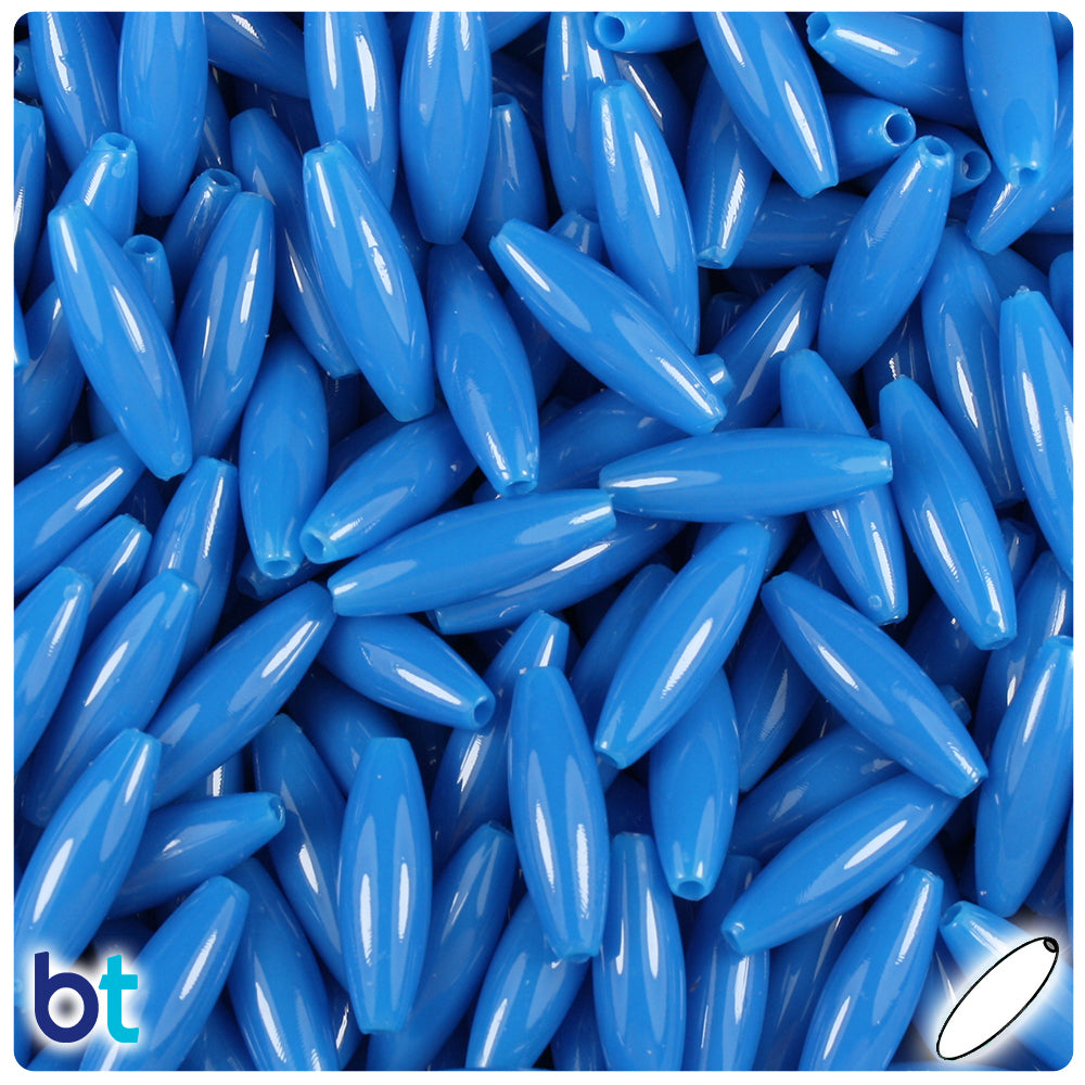 True Blue Neon Bright 19mm Spaghetti Plastic Beads (150pcs)