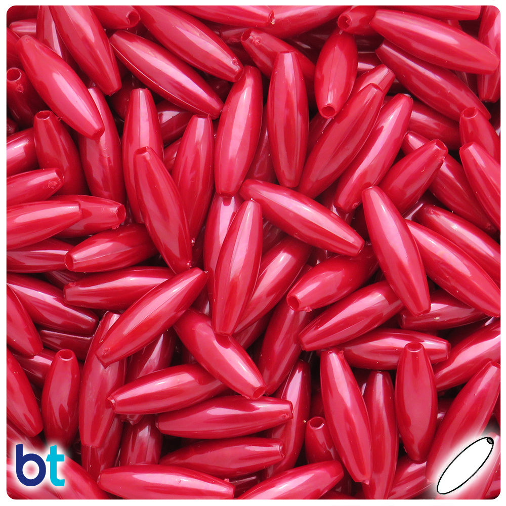 Red Pearl 19mm Spaghetti Plastic Beads (150pcs)