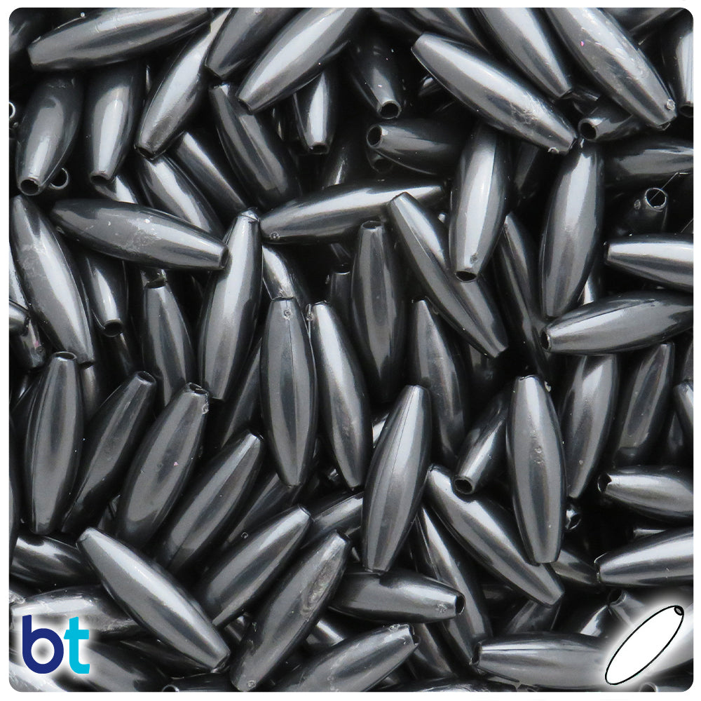 Black Pearl 19mm Spaghetti Plastic Beads (150pcs)