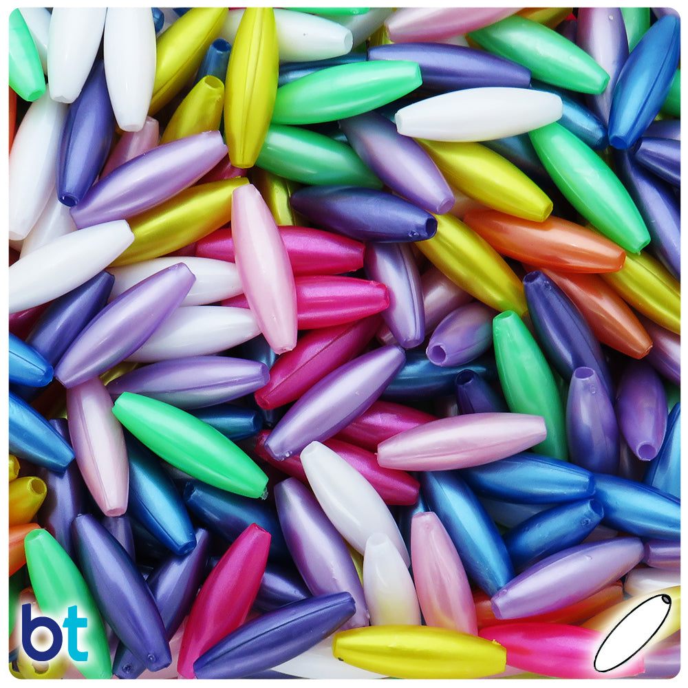 Pearl Mix 19mm Spaghetti Plastic Beads (150pcs)