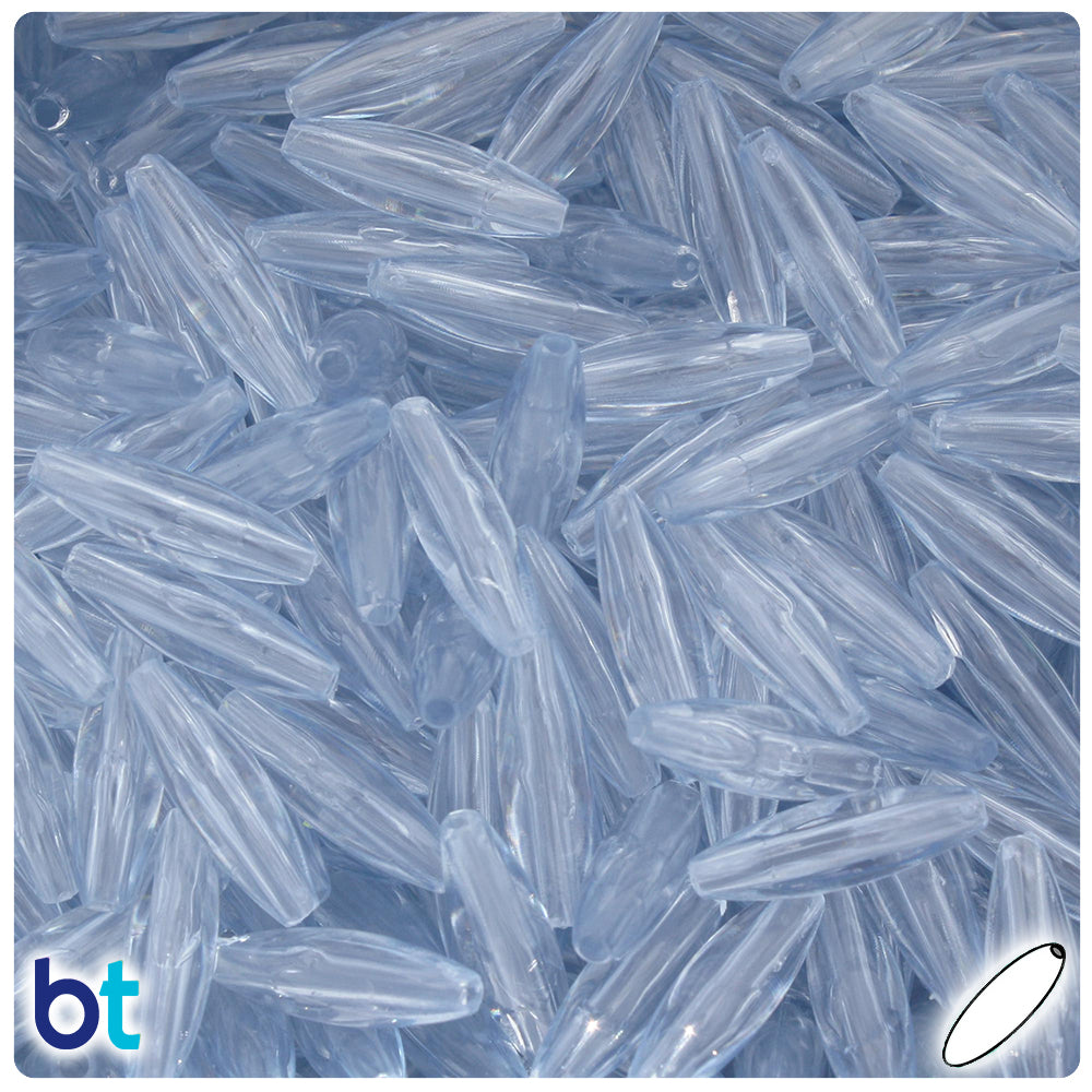 Ice Blue Transparent 19mm Spaghetti Plastic Beads (150pcs)