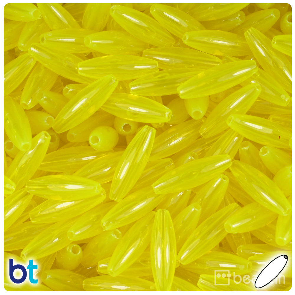 Lure Yellow Transparent 19mm Spaghetti Plastic Beads (150pcs)