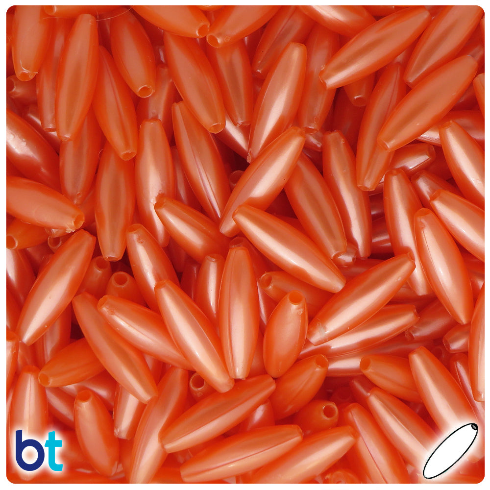 Orange Pearl 19mm Spaghetti Plastic Beads (150pcs)