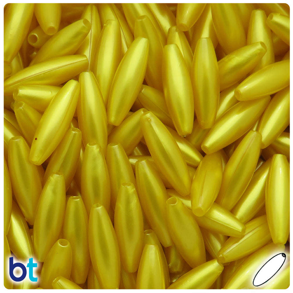 Yellow Pearl 19mm Spaghetti Plastic Beads (150pcs)