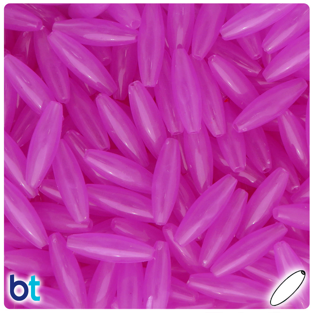Purple Glow 19mm Spaghetti Plastic Beads (150pcs)