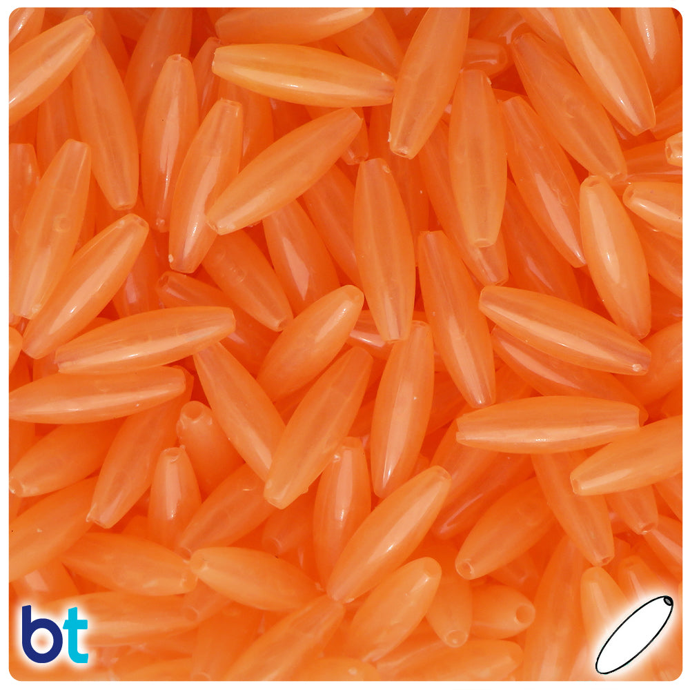 Orange Glow 19mm Spaghetti Plastic Beads (150pcs)