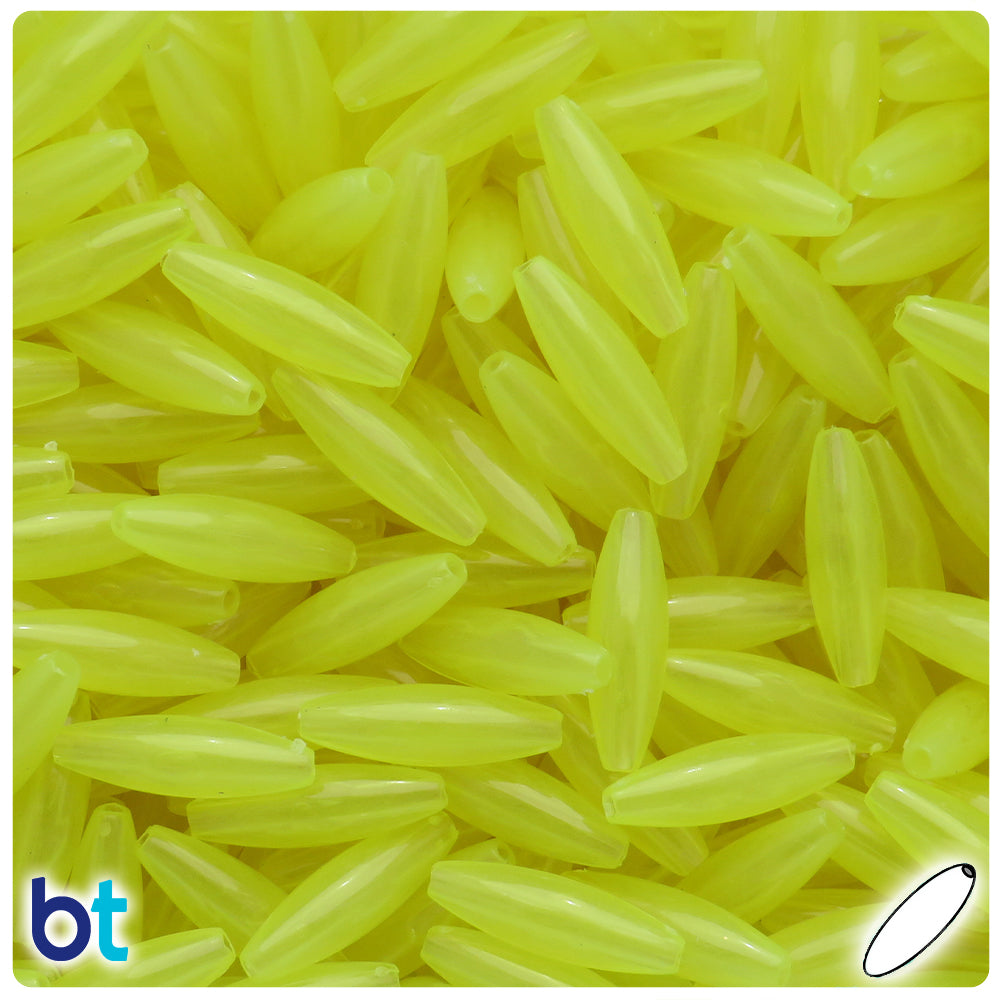 Yellow Glow 19mm Spaghetti Plastic Beads (150pcs)