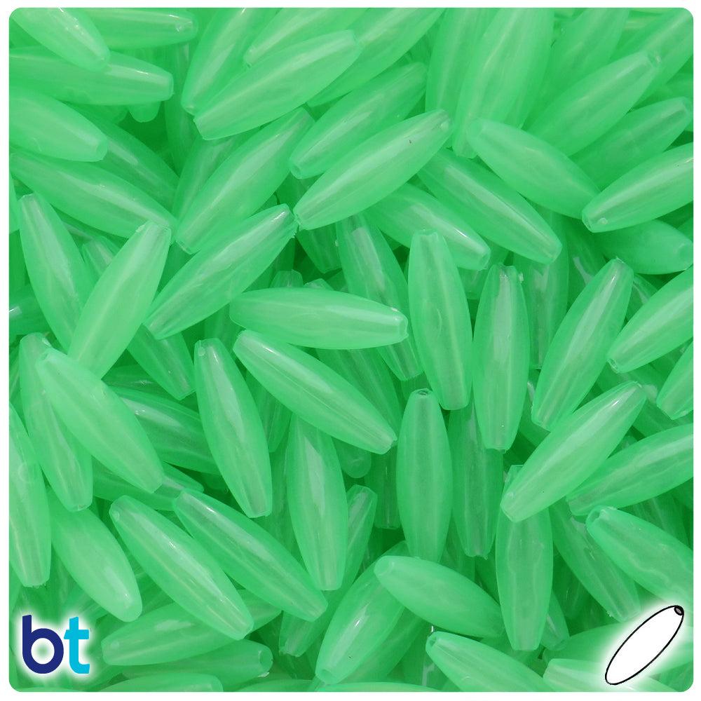Green Glow 19mm Spaghetti Plastic Beads (150pcs)