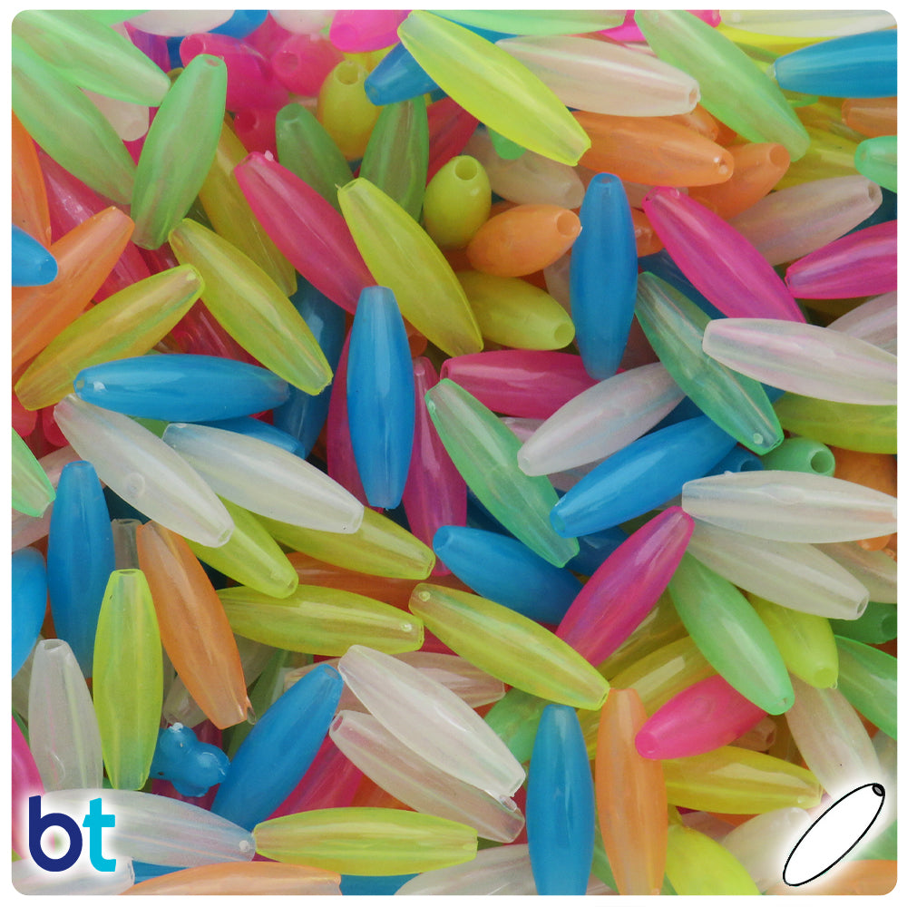 Glow Mix 19mm Spaghetti Plastic Beads (150pcs)
