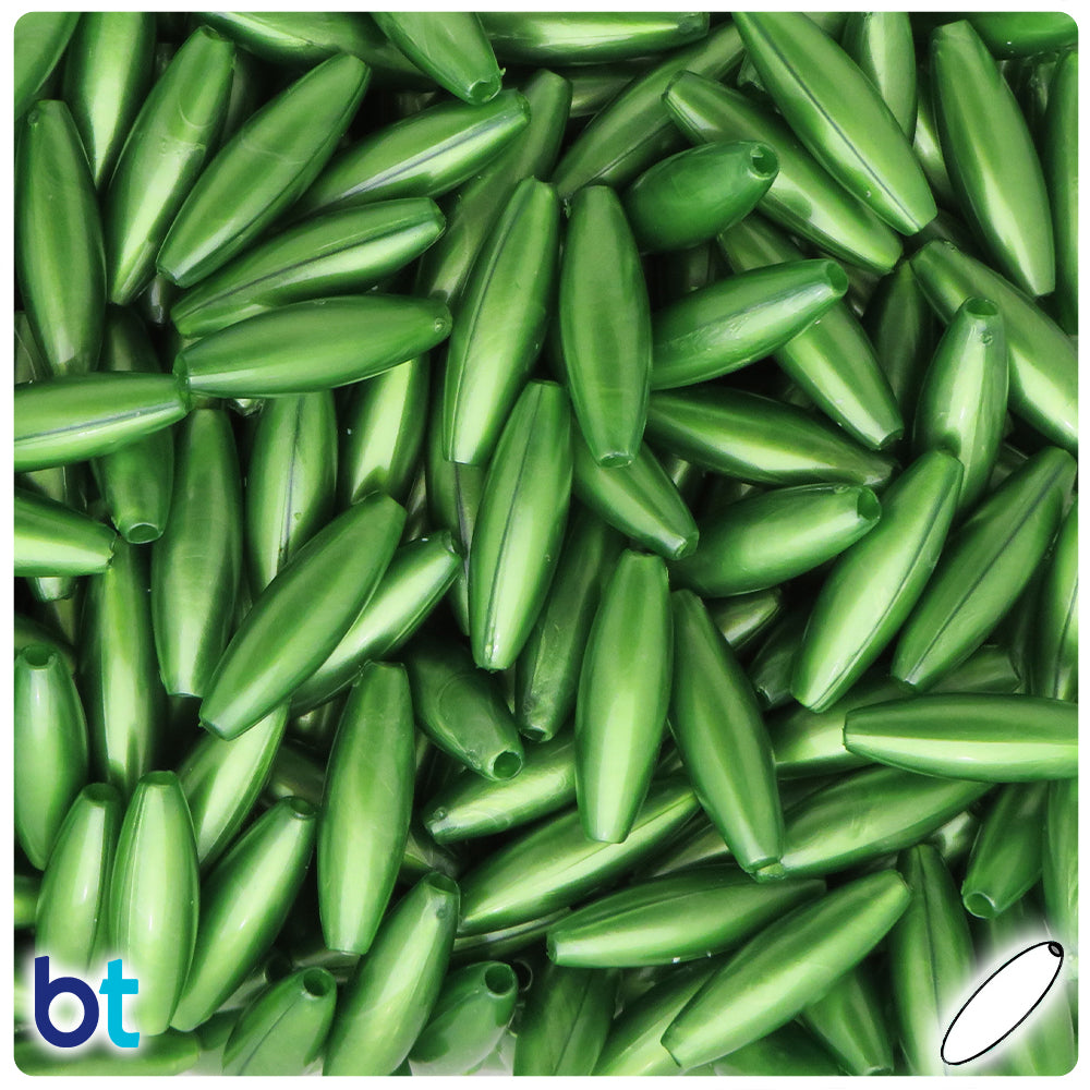 Dark Green Pearl 19mm Spaghetti Plastic Beads (150pcs)